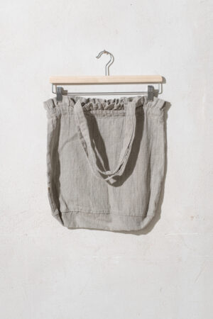 Top Ruffle Tote Bag in Solid Linen